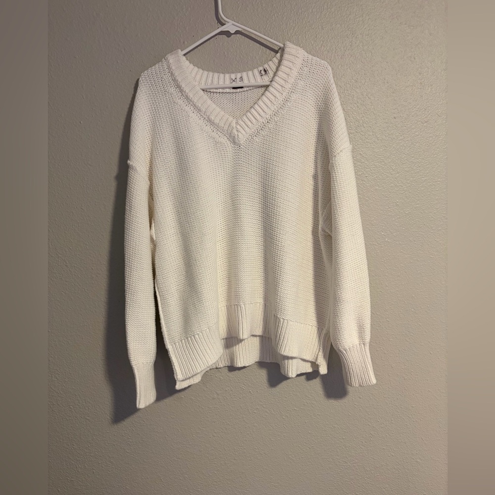 Free People Ali V-Neck Oversized Knit Sweater